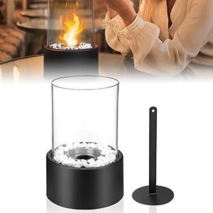 NAIZY Bioethanol Tischkamin Tischfeuer Bioethanol Kamin Indoor und Outdoor Balkondekoration Ethanol Kamin mit Natursteinen für Balkon Deko Garten