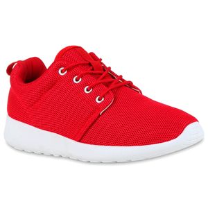 Mytrendshoe Damen Sportschuhe Trendfarben Runners Sneakers Laufschuhe 892195, Farbe: Rot, Größe: 39