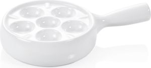 Schneckenpfanne für 6 Schnecken mit Stielgriff Ø 12 cm weiß, Porzellan