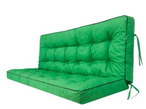 Bankauflage für Schaukelkissen, Polsterauflage für Gartenbank & Hollywoodschaukel,Sitzkissen & Rückenkissen, gesteppt, inkl. 2 Seitenkissen, 180 cm - grün