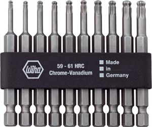 Wiha Bit Set Professional 70 mm TORX® Kugelkopf 10-tlg. 1/4" in Bitleiste (32804)