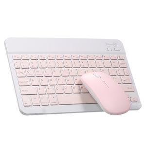 10-Zoll-Bluetooth-Tastatur- und Mausset, wiederaufladbare Tastatur mit 78 Tasten, 3-stufige DPI-Anpassung, Multisystem-kompatibel, Rosa