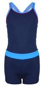Aquarti Mädchen Badeanzug mit Bein Racerback , Farbe: Dunkelblau / Blau, Größe: 152