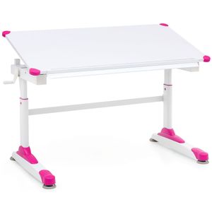 WOHNLING Design Kinderschreibtisch WL5.759 Holz 119 x 67 cm Pink/Weiß Maltisch | Neigbarer Mädchen Schülerschreibtisch | Höhenverstellbarer Kinder - Schreibtisch | Kindertisch Tischgestell Metall