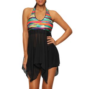 Plus Size Damen Badeanzug Layered Badekleid Butterfly Rückenfrei Tankini Strandkleidung,Farbe:Schwarz,Größe:XXL