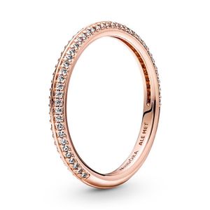 Pandora Me Pave Ring 189679C01 Stackable 14k Rose Gold-plated clear cubic Zirkonia Damenring 18