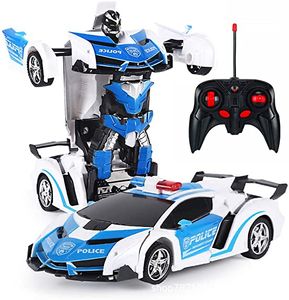 Auto-Roboter, 2 In 1 Transformatoren RC Roboter Auto Fernbedienung Auto Spielzeug, Transformieren Roboter Fernbedienung Auto mit einem Knopf Transformation Led-leuchten RC Autos Spielzeug für Kinder