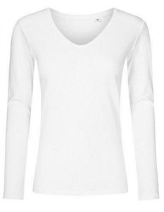 X.O V-Ausschnitt Langarmshirt Damen, Weiß, M