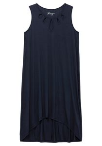sheego Damen Große Größen Ärmelloses Jerseykleid mit Cut-outs am Ausschnitt Jerseykleid Strandmode feminin Rundhals-Ausschnitt - unifarben