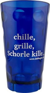 "Chille, Grille, Schorle kille..." Dubbebecher (Blau) aus Plastik - 0,5 Liter  - Pfälzer Dubbeglas aus Kunststoff (Polycarbonat)