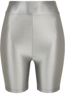 Dámské kraťasy Urban Classics Ladies Highwaist Shiny Metallic Cycle Shorts darksilver - 5XL