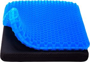 Gel-Sitzkissen, Kühlung Sitzkissen Thick Big Breathable Honeycomb Design Absorbiert Druckpunkte Sitzkissen mit Anti-Rutsch-Abdeckung Gel-Kissen für Bürostuhl Home Auto Sitzkissen für Rollstuhl