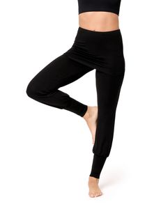 Damen Yogahose mit Rock Lang Trainingshose BLV50-275, Farbe:Schwarz, Größe:XS