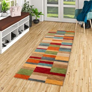 Läufer Natur Teppich Gabbeh Esta Bunt Trend, Größe:90x160 cm