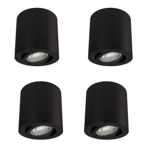 4 Stück runde Aufbauleuchten CORI in matt schwarz & schwenkbar geeignet für GU10 & LED Module