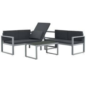 vidaXL 3-tlg. Garten-Lounge-Set mit Kissen Aluminium Schwarz