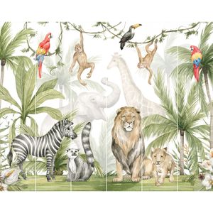 Fototapete Kinderzimmer Dschungel Tiere Pastellfarben
