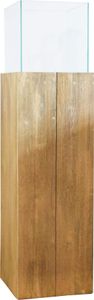 VIVANNO Windlicht Holz CANDELA Rechteckig, Braun Maserung - 27x27x100 cm