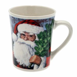 Vánoční hrnek, Otec Vánoc s jedlovou větví, šálek na kávu, hrnek, 350 ml