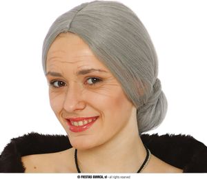 Weltkulturen Perücke Alte Dame Graue Haare Karneval Fasching, Farbe: Grau