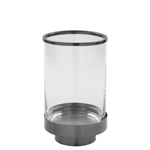 Fink Windlicht mit Glas Kalux grau, klar Eisen, Glas Höhe 21 cm