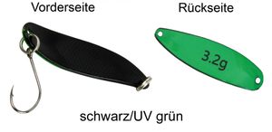 FTM Spoon Hammer Blinker 3,2g - Forellenblinker, Farbe:schwarz/UV grün