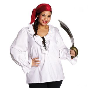Damen Kostüm Piratenbluse Bluse weiß Piratin Karneval Halloween 36