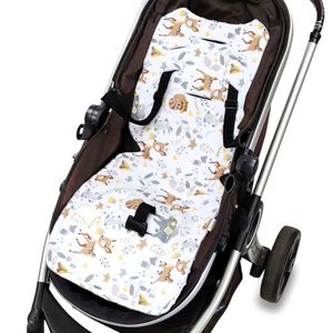 Sitzauflage Kinderwagen Einlage 75 x 35 cm - Buggy Auflage Sitzeinlage für Kindersitz atmungsaktiv universal Minky Hellgrau Hirsch