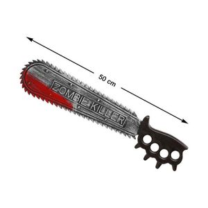 Halloween-Säge Halloween-Waffe Zombie Killer silber-schwarz-rot 50 cm