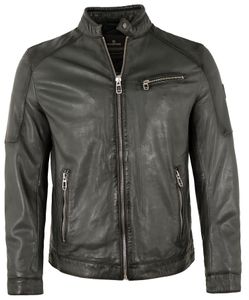 Milestone - Herren Echtleder Lederjacke Lammnappa aschgrau