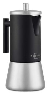 SILBERTHAL Espressokocher Induktion geeignet 300 ml – 4-6 Tassen – Kaffeekocher Schwarz mit -