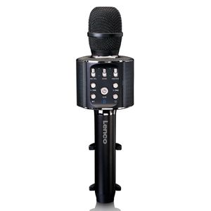 Lenco BMC-090BK - Karaoke Mikrofon mit Bluetooth - 5 Watt RMS Lautsprecher - Integrierter Akku - Lichteffekte - Handyhalter - USB/SD - Schwarz