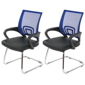 sada 2 konferenčních židlí Ancona, návštěvnická židle, imitace kůže  modrá