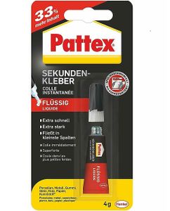 Pattex Sekundenkleber flüssig +33% mehr Inhalt 4g Porzellan Metall Gummi Stein Kunststoff Papier
