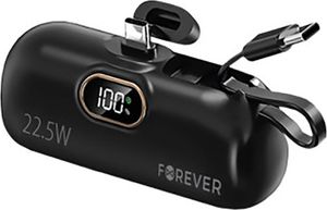Forever Mini Powerbank MTB-100 22,5W 5000 mAh USB C do smartfonów, Android, Samsung, Xiaomi, tabletów, lamp czarny Forever Mini Powerbank MTB-100 22,5W 5000 mAh USB C do smartfonów, Android, Samsung, Xiaomi, tabletów, lamp czarny