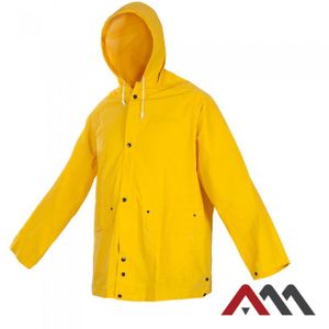 PVC bunda do dažďa s vreckami žltá XXL