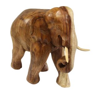 Figur Elefanten Holz Stulptur Deko Tierfigur Afrika Handarbeit Dekoration Massiv Natur Groß