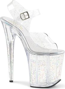 FLAMINGO-808MMG Pleaser High-Heels Plateau Sandaletten transparent miniglitter