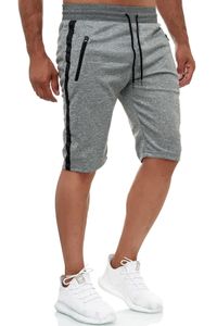 Herren Jogging Shorts Bermuda Aktiv Sweat Pants Zip Taschen Sporthose, Farben:Grau, Größe Hosen:XL