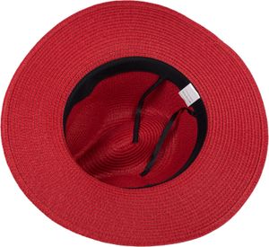 styleBREAKER Damen Panama Sonnenhut, Strohhut, Schlapphut, Faltbarer Knautschhut, Sommerhut, Fedora Hut 04025041, Farbe:Rot