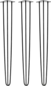 Natural Goods Berlin HAIRPIN Legs, Haarnadelbeine, Möbelfüße, Tischbeine, Industrial Anthrazit, 100 cm, 3 Streben, 3 Stück