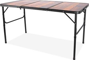 Aga Skladací kempingový stolík 120x60x37/66 cm Hnedý