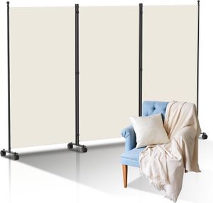 Jopassy Paravent auf Rollen 3 teilig Beige 263x181 cm Outdoor Raumteiler Garten Spanische Wand Trennwand Raumtrenner