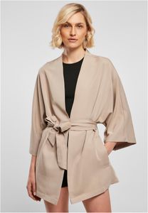 Urban Classics Dámsky viskózový keprový kimono kabát softtaupe - XL/XXL