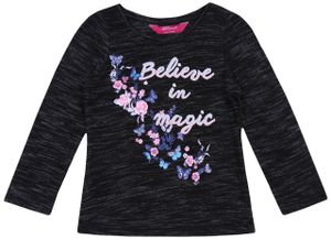 Schwarzgraue Bluse mit Blumen gemustert aus Melangestoff 98