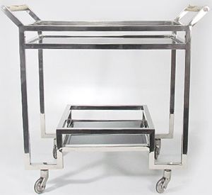 Casa Padrino Bar Trolley Servierwagen aus Messing vernickelt 74 x 40 x H. 69 cm - Hotel & Restaurant Einrichtung Möbel