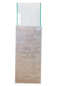 Windlichtsäule Kerzenhalter Windlicht Fiberglas Candela", Silber Hochglanz - 25x25x80 cm"