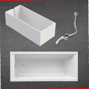 Schulte Körperform-Badewanne Modell Como, Weiß Sanitäracryl, 160x70 cm, Höhe 58 cm, inkl. Set Hartschaum-Wannenträger + Ab- und Überlauf