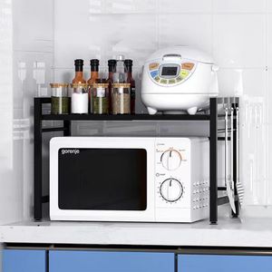 360Home Aufbewahrung Küchenregal Mikrowellenhalter Metallregal Ablage Schwarz H
