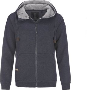 Leitfeuer Damen Sweatjacke mit Kapuze - Unifarbene Hoodie Kapuzenjacke mit Raglanärmeln in Dark Navy Größe XXL